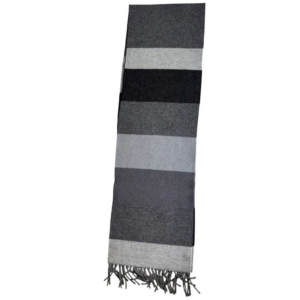 Express Wool Cashmere Scarf Made Scotland Gray Colorblock Preppy Dark Academia